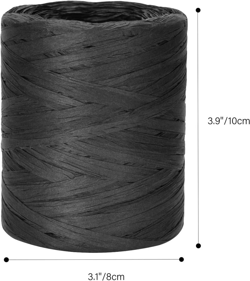 g2plus 218 Yards Raffia Paper Craft Ribbon, 1/4 Inch Wide Raffia Ribbon, Black Packing Paper String for Gift Wrapping, DIY Arts & Crafts, Halloween, Christmas Holiday Decor - Image 2
